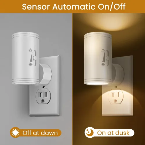 Miniatura 4 de Luz nocturna LED de pared enchufable con regulación de 0 a 300 lúmenes, blanco cálido de 2700 K, sensor de luz de encendido/apagado automático