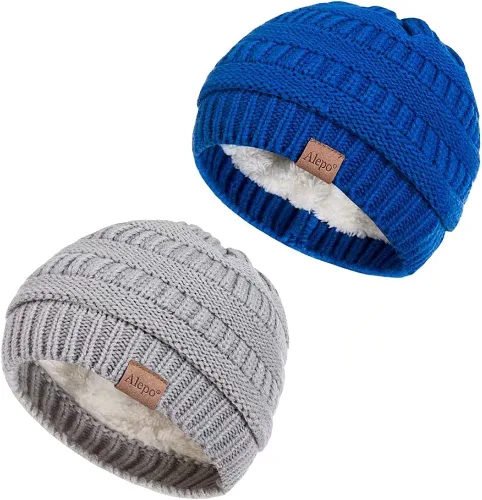 Alepo Fleece Lined Baby Beanie Hat Infant Newborn Toddler Kids Winter Warm Knit Cap for Boys Girls