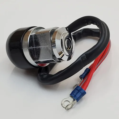 Miniatura 2 de Interruptor de encendido cromado de 3 posiciones (apagado, encendido, encendido con luces) con 2 llaves redondas resistentes a manipulaciones