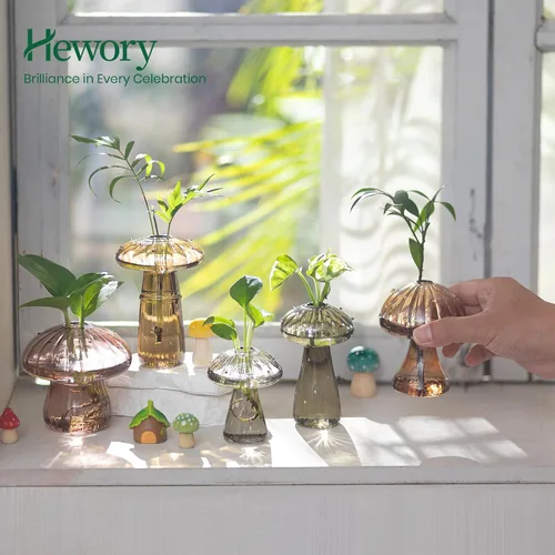 Miniatura 2 de Hewory Estaciones de Propagación de Hongos de Vidrio: Conjunto de 5 Frascos de Propagación Únicos Plantador de Vidrio para Plantas
