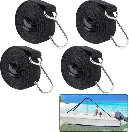 Miniatura 9 de Postes de soporte ajustables para cubierta de barco con correas, postes de barco con correa y gancho de acero inoxidable de 1 pulgada de ancho x 3.5