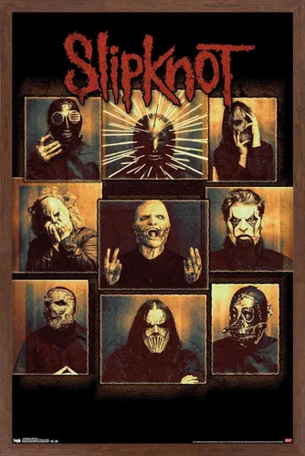 Miniatura 11 de Slipknot - Póster de pared a prueba de balas, 22.4 pulgadas de largo x 14.7 pulgadas, versión enmarcada en madera de granero