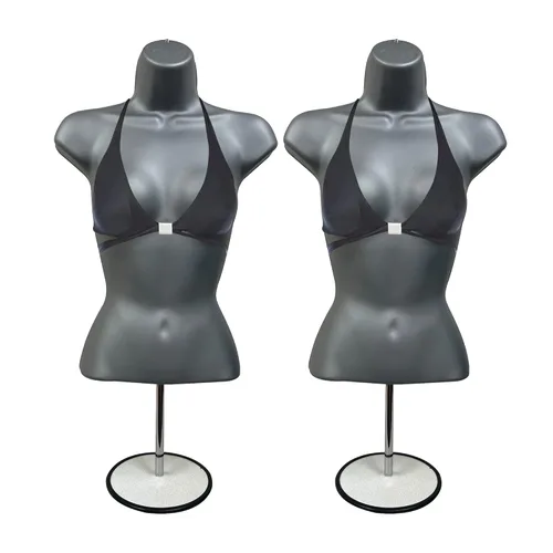 Miniatura 20 de DisplayTown - Maniquí femenino con torso y soporte de metal, parte trasera hueca, cuerpo apilable, forma para exhibir camisetas, mostrador