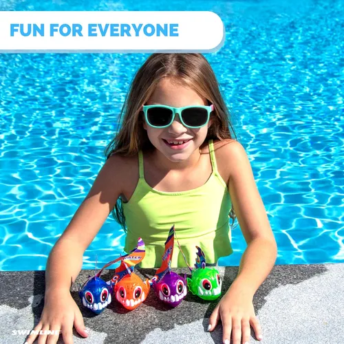 Miniatura 6 de Swimline Paquete de 1 juguete de buceo original con luz LED brillante de animales marinos, piraña para atrapar el pez, juego de recuperación