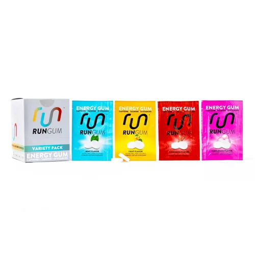 Miniatura 12 de Run Gum Goma de mascar Energy & Focus con sabor a fruta, 50 mg de cafeína por pieza, sin azúcar con taurina y vitaminas B, goma de mascar de acción