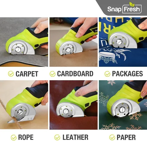 Miniatura 3 de SnapFresh Tijeras Eléctricas Inalámbricas, Cortador de Caja Mini Eléctrico de 4V, Herramienta de Corte de Alfombra y Cartón con Hoja
