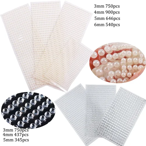 Miniatura 2 de 4368 piezas de diamantes de imitación transparentes autoadhesivos de cara de perlas blancas, diamantes de imitación transparentes, gemas brillantes