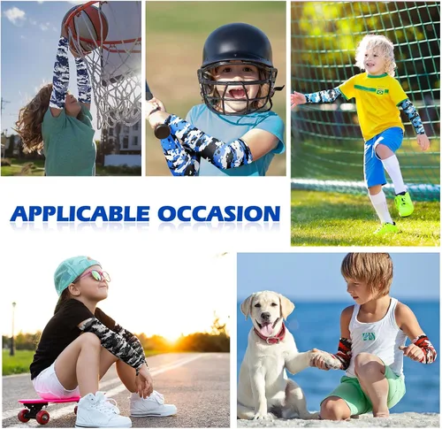 Miniatura 5 de Xuhal 10 pares de mangas de brazo para niños, jóvenes, baloncesto, fútbol, béisbol, protección UV, protección solar, compresión deportiva, cubierta