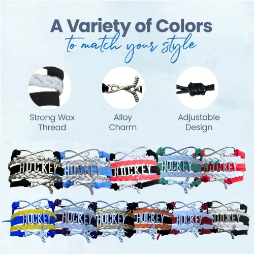 Miniatura 4 de Pulsera con dije de hockey, joyería de hockey sobre hielo, pulsera de hockey con amor infinito, regalo para ella
