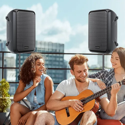 Miniatura 7 de Sistema de altavoces PA todo en uno de 2 vías, paquete de mezclador de DJ, mezclador de 8 canales de 300 W, Bluetooth, kit de amplificador