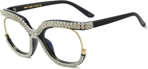 Miniatura 4 de progresivo multifocal Rhinestone estilo punk cuadrado de gran tamaño marco de metal Bling fotocromático Rhinestone gafas de lectura