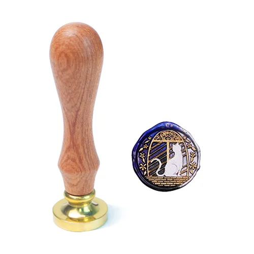 Miniatura 19 de Juego de sellos de cera de animales con 7 cabezas de latón extraíbles y 1 mango de madera, sello de cera retro para gatos, pájaros, mariposa, abeja