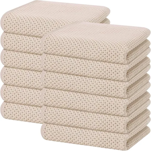 Miniatura 226 de Homaxy Paños de cocina de 100% algodón con tejido de gofre, ultra suaves, absorbentes, de secado rápido, 12 x 12 pulgadas, paquete de 6, amarillo