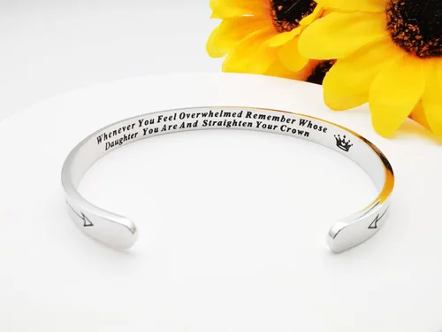 Miniatura 205 de Pulseras inspiradoras para mujer, joyería de acero inoxidable, con refranes, pulsera motivacional con mensaje oculto, pulseras grabadas para mejor