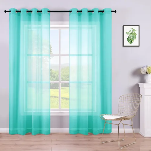 Miniatura 50 de KOUFALL Cortinas traslúcidas de 120 pulgadas de 2 paneles con ojales, juego extra largo de 10 pies de largo, cortinas altas para ventana grande, 52