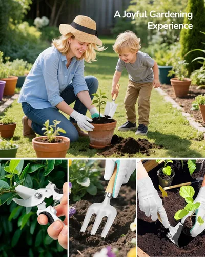 Miniatura 6 de Grenebo Herramientas de Jardinería, Juego de Regalo de Jardinería de 10 Piezas para Mujeres, Herramientas Antióxido y Resistente con Bolsa Rosa