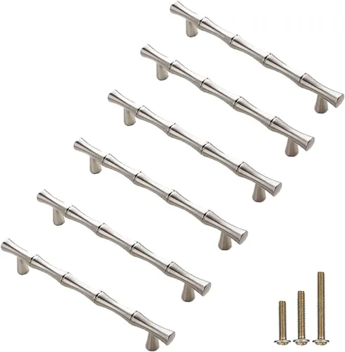 Miniatura 11 de 6 pomos de aleación de zinc maciza en forma de bambú, tiradores de puerta de armario, armario, accesorios decorativos para muebles