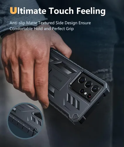 Miniatura 7 de FNTCASE Funda para Samsung Galaxy S21-Ultra: funda resistente de grado militar para teléfono celular con soporte Protección de TPU a prueba