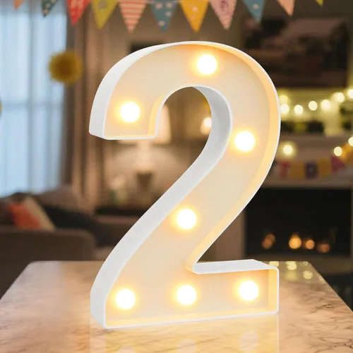 Miniatura 12 de Letrero de números con luz LED de marquesina, letrero de números de cumpleaños iluminado para decoración de fiesta de cumpleaños, pared de bar