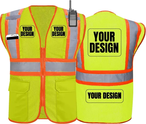 Miniatura 8 de BeautyWill Chaleco de seguridad personalizado Logo Clase 2 Chaleco reflectante de alta visibilidad con bolsillos Ropa de trabajo de construcción