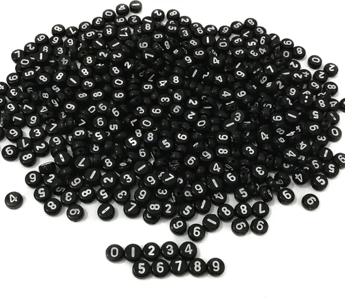 Miniatura 8 de Amaney - 600 cuentas acrílicas blancas de números 0-9, símbolo # corazón con caja de almacenamiento, 0.276 x 0.157 in En caja blanca