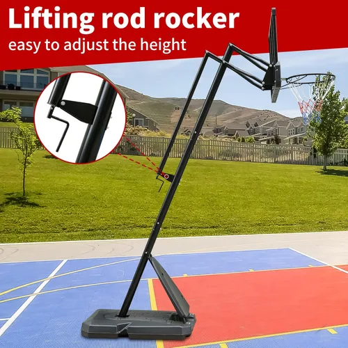 Miniatura 4 de Sports God - Sistema de aro de baloncesto portátil, tablero ajustable y ruedas para niños/adultos, interior y exterior