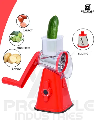 Miniatura 4 de Rallador de queso giratorio de alta calidad, rallado sin esfuerzo para queso perfectamente rallado cada vez (rojo)