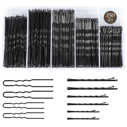 Juego de 250 horquillas para el cabello, varios tamaños, pasadores ondulados de 2 pulgadas, 2.36 pulgadas, 2.75 pulgadas para todo tipo de cabello +