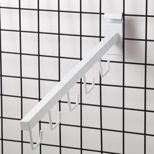 Miniatura 4 de Qunclay 5 paquetes de rejilla de alambre con 5 ganchos para pared de rejilla, ganchos en J, accesorios de tubo cuadrado para rejilla, bolsas