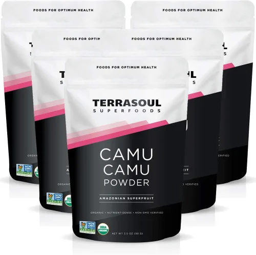 Terrasoul Superfoods Camu Camu Camu en polvo orgánico, 17.5 onzas (paquete de 5) - Crudo | Vitamina C natural | Apoyo inmunológico
