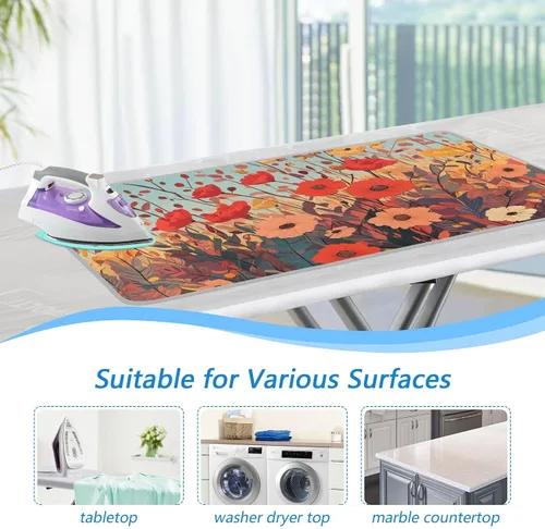 Miniatura 5 de Tapete de planchado portátil con diseño de flores de amapola otoñal, manta con soporte de silicona para planchar para mesa, viajes, resistente al
