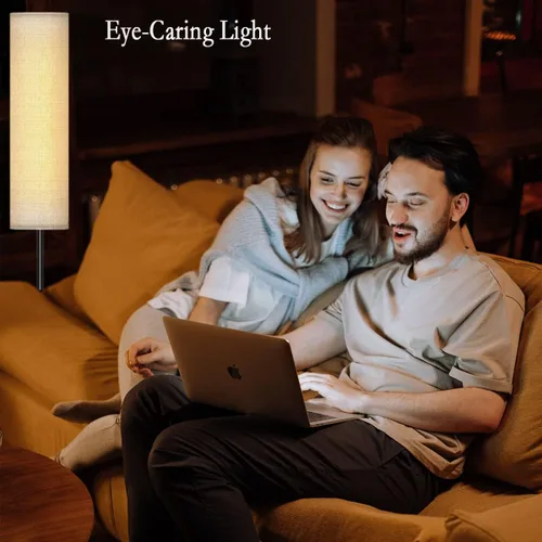 Miniatura 2 de Lámpara de pie para sala de estar, lámpara de pie LED ajustable con control remoto, lámpara de pie moderna alta con pantalla beige, luz LED suave
