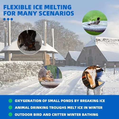 Miniatura 4 de Deshielo sumergible de aluminio fundido de 500 W, derretimiento de nieve de invierno/hielo y calentador de agua potable para ganado, adecuado