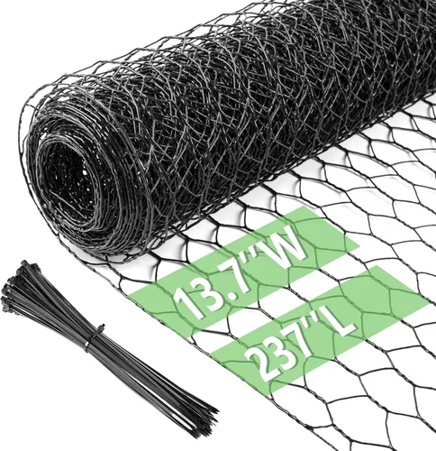 Miniatura 42 de Alambre de pollo de 13.7 pulgadas x 393.7 pulgadas, malla galvanizada hexagonal para jardín, valla de jardín para mascotas, conejos, pollos con 100