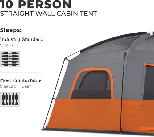 Miniatura 2 de CORE Tienda de campaña para camping familiar 10 personas/11 personas/12 personas grandes para múltiples habitaciones, tiendas de campaña