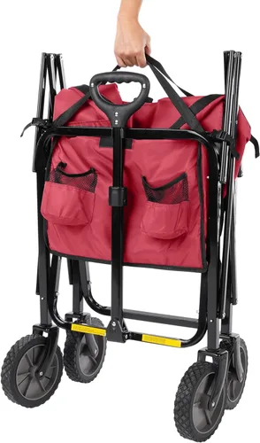 Miniatura 3 de Amazon Basics - Carrito plegable resistente para exteriores, para deportes al aire libre, camping, jardín y compras, capacidad de peso de 265 Rojo