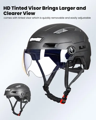 Miniatura 3 de ILM Casco de Bicicleta para Adultos con Luz LED Frontal y Trasera Recargable por USB Cascos de Bicicleta de Montaña y Carretera para Hombres