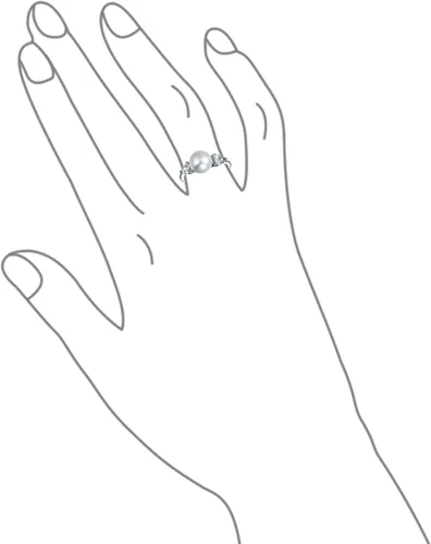 Miniatura 4 de Anillo de compromiso personalizable para fiesta nupcial, piedras laterales de circonita cúbica, color blanco, solitario, perlas cultivadas en agua