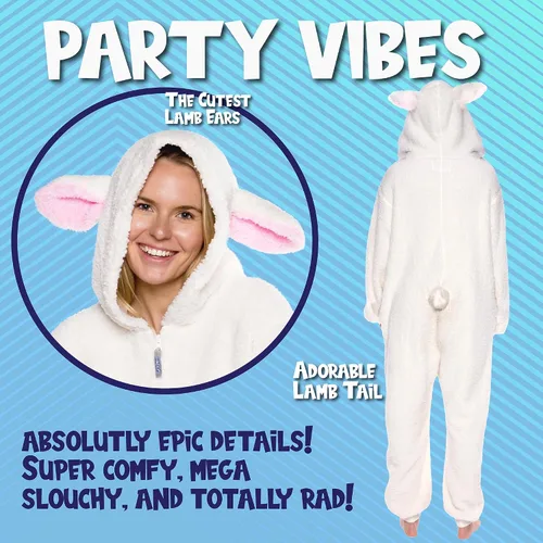 Miniatura 15 de Funziez! Mameluco de sherpa ajustado para adultos, disfraz de Halloween de animales, traje de cosplay de una pieza de felpa para mujeres y hombres