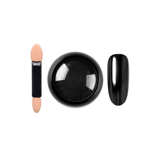 Miniatura 2 de Polvos holográficos de espejo para uñas, efecto dorado cromado, lentejuelas de polvo metálico puro, gel UV, pigmento de polvo cromado negro