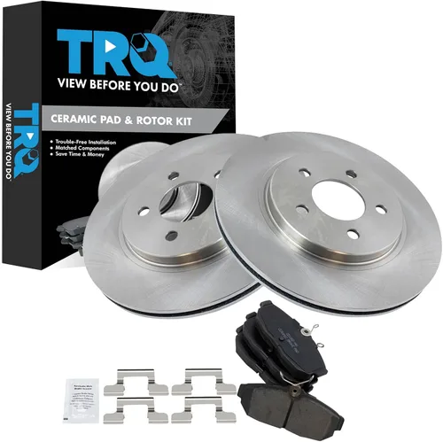 Miniatura 50 de TRQ Kit de rotor de freno trasero y pastillas de cerámica Posi premium compatible con camioneta Chevy GMC