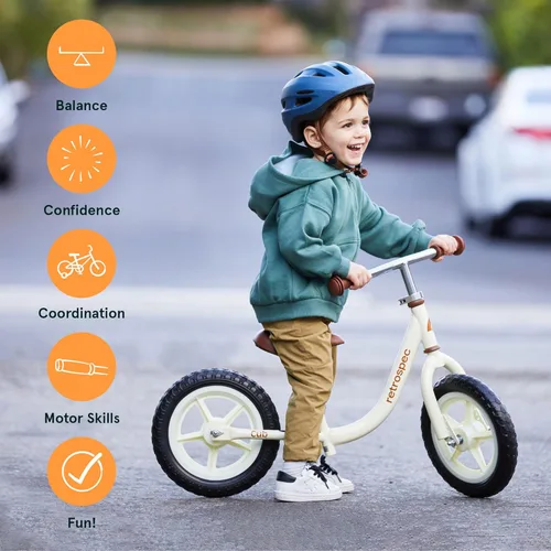 Miniatura 4 de Retrospec Cub - Bicicleta de equilibrio para niños de 18 meses a 3 años, bicicleta para principiantes sin pedal de 12 pulgadas con asiento