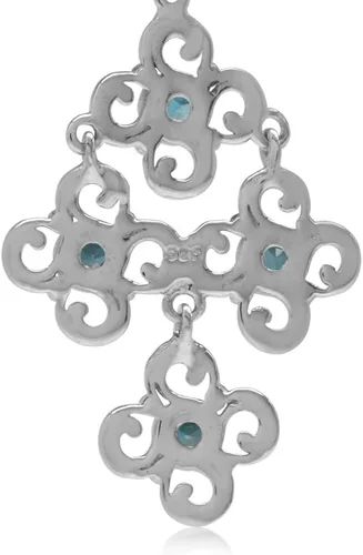 Miniatura 3 de Silvershake Round Shape Birthstone Gemstone White Gold Plated 925 Sterling Silver Flower Chandelier Earrings Jewelry for Women