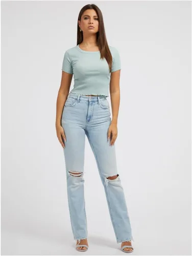 Miniatura 11 de GUESS Top ahumado de manga corta con cuello redondo para mujer