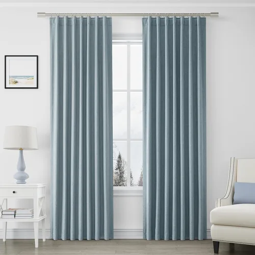 Miniatura 40 de Joywell 2 cortinas opacas 100%, lino, beige natural, trabillas traseras/cinta con ganchos, aislantes, de dormitorio, comedor, sala, puerta corrediza