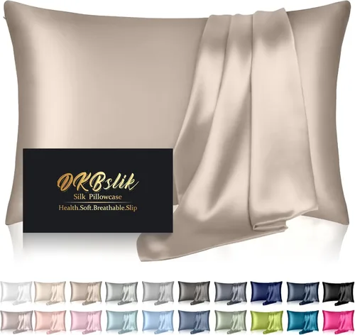 Miniatura 12 de Funda de almohada de seda para cabello y piel, fundas de almohada de seda de morera tamaño estándar, anti-acné, refrescante para dormir, seda Rosa