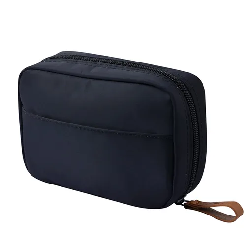 Miniatura 14 de Bolsa de cosméticos media luna Hekyip, neceser de maquillaje para viajes, neceser impermeable portátil para niñas y mujeres, pequeña (TODO NEGRO)