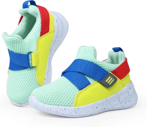 Miniatura 7 de SKYWHEEL Zapatos deportivos para niños y niñas, sin cordones, anchos, informales, para caminar, correr, para niños pequeños