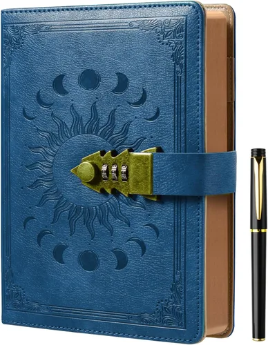 Miniatura 18 de ZXHQ Diario A5 con candado, 120Gsm 224 Páginas Diario con Cerradura, Juego de Bolígrafos, Borde Marrón, Rellenable, Tapa Dura de Cuero, Bolsillo