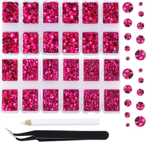 Miniatura 40 de Massive Beads 7800 vasos de hierro termoadhesivos con parte trasera plana, 5 tamaños, diamantes de imitación para hacer proyectos de bricolaje